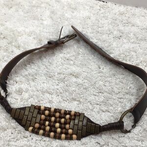 Firenze brown leather beaded boho hip belt Italy